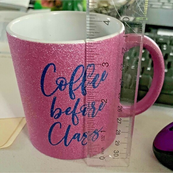 Sparkly Pink Coffee Mug Coffee Before Class - Picture 7 of 7